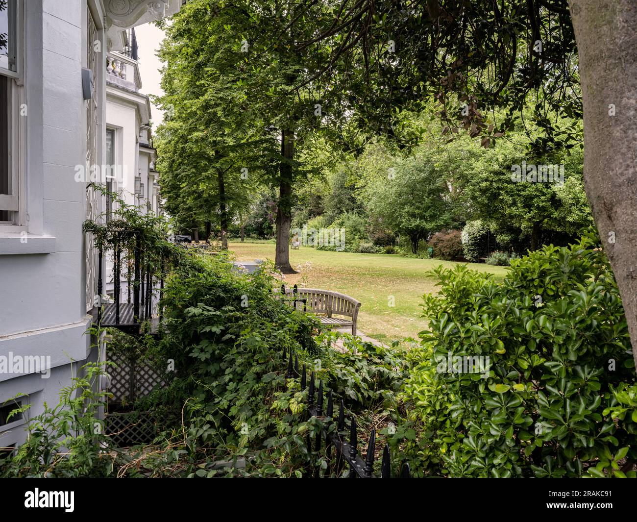 Onslow Gardens, South Kensington, London UK; a typical communal locked garden for well-off residents Stock Photo