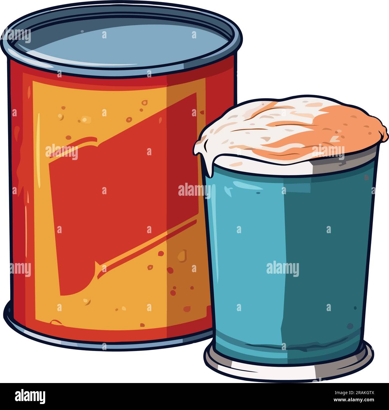 metal containers hold liquid refreshment for dessert Stock Vector Image