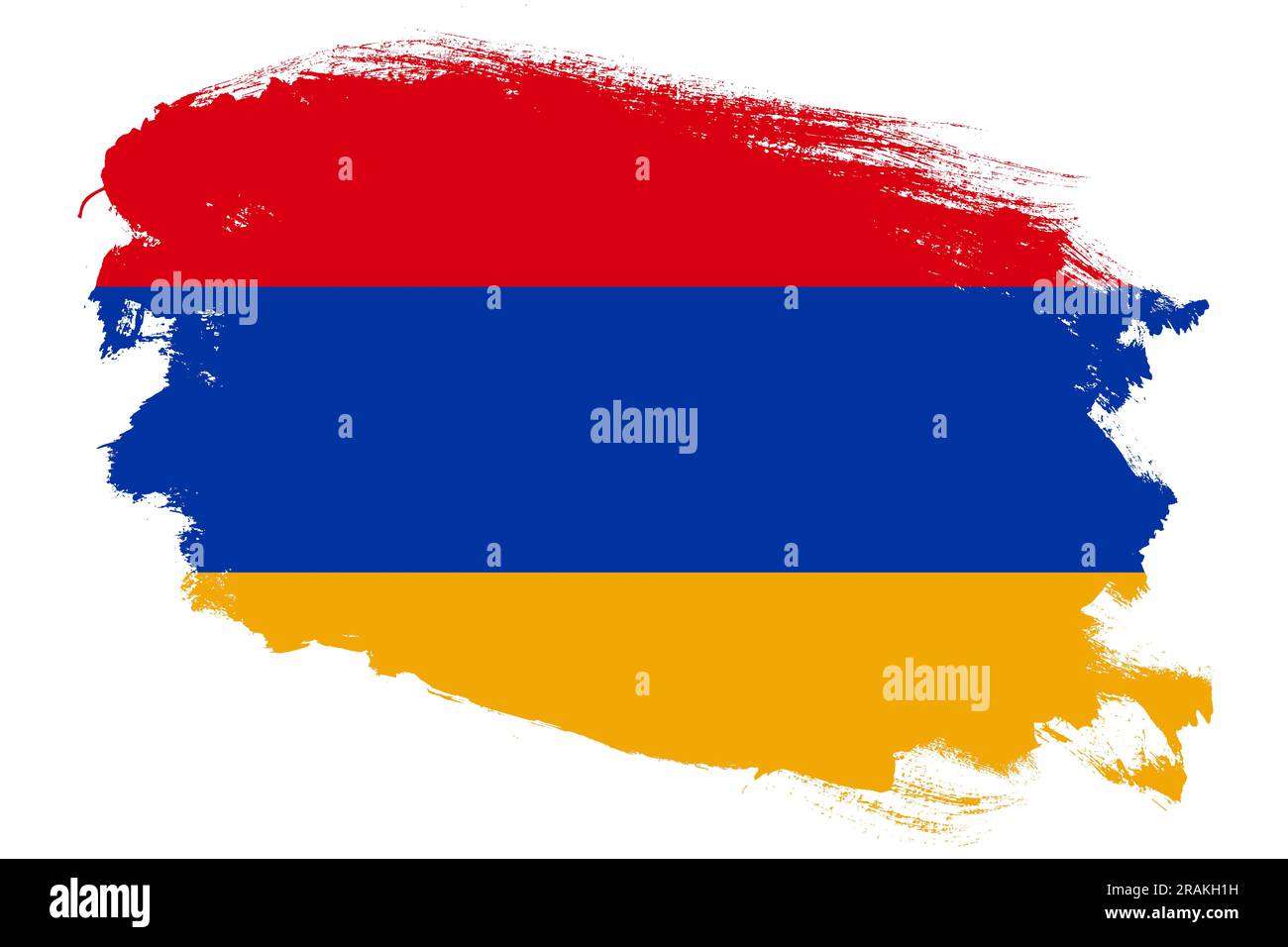 National flag of Armenia on grunge stroke brush textured white ...