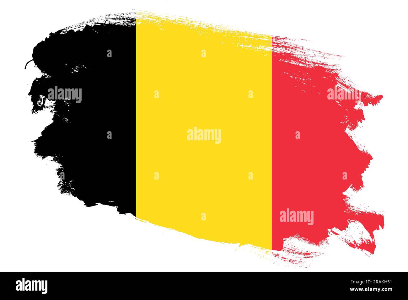 National flag of Belgium on grunge stroke brush textured white ...