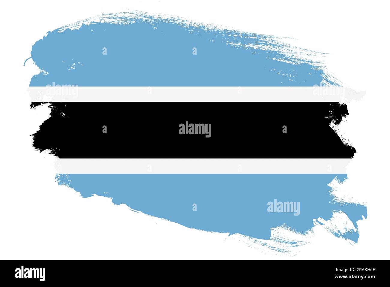 National flag of Botswana on grunge stroke brush textured white ...