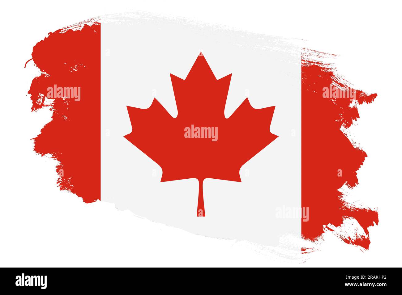 National flag of Canada on grunge stroke brush textured white ...