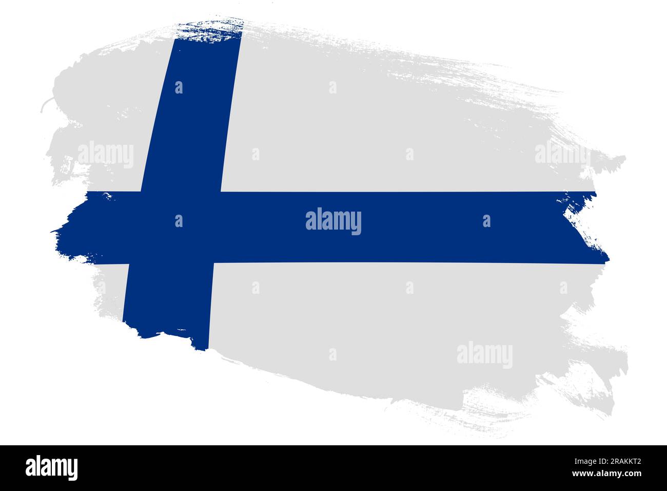 National flag of Finland on grunge stroke brush textured white ...