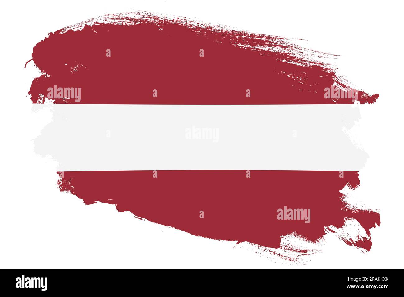 National flag of Latvia on grunge stroke brush textured white background Stock Photo