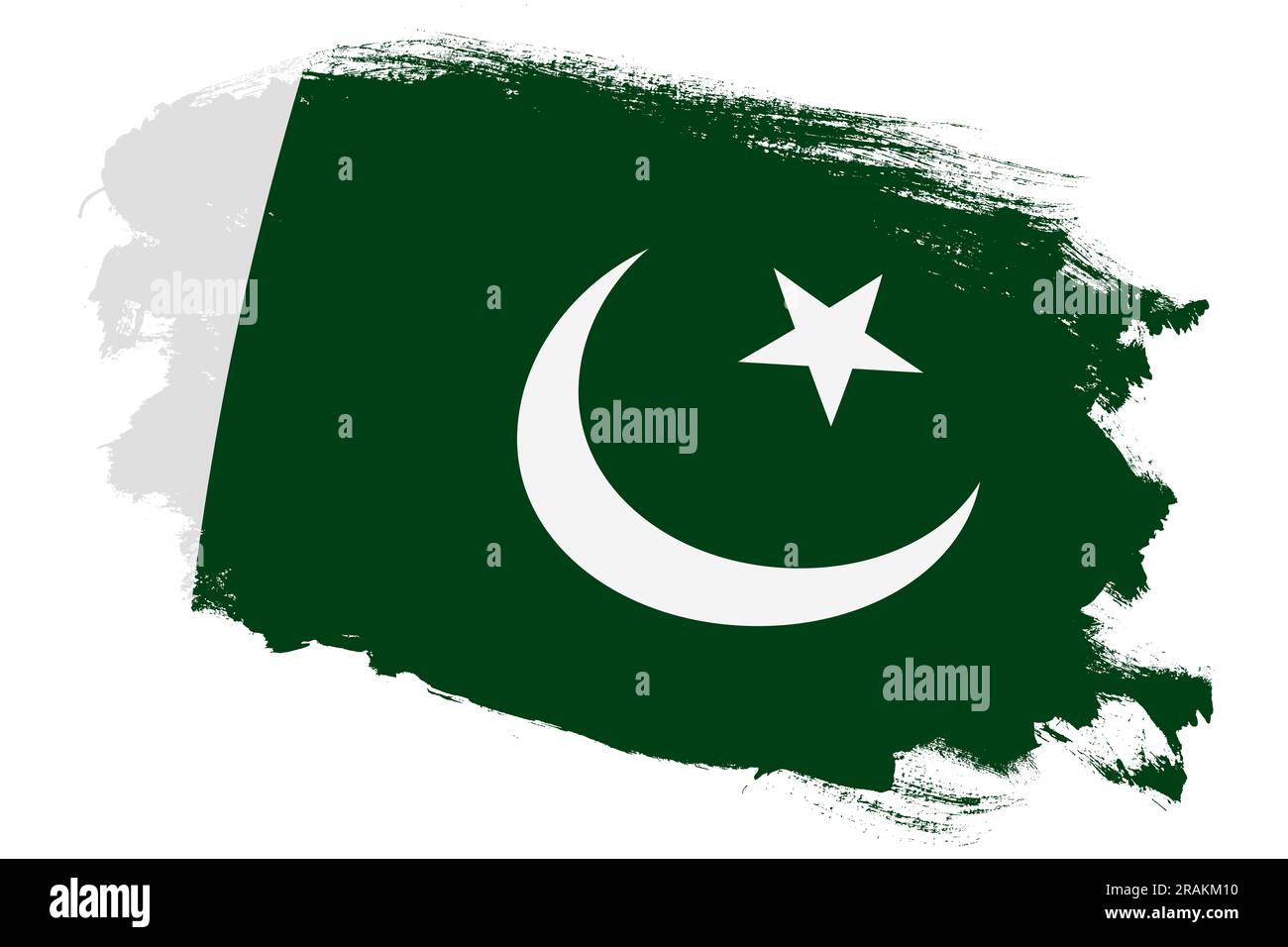 National flag of Pakistan on grunge stroke brush textured white ...