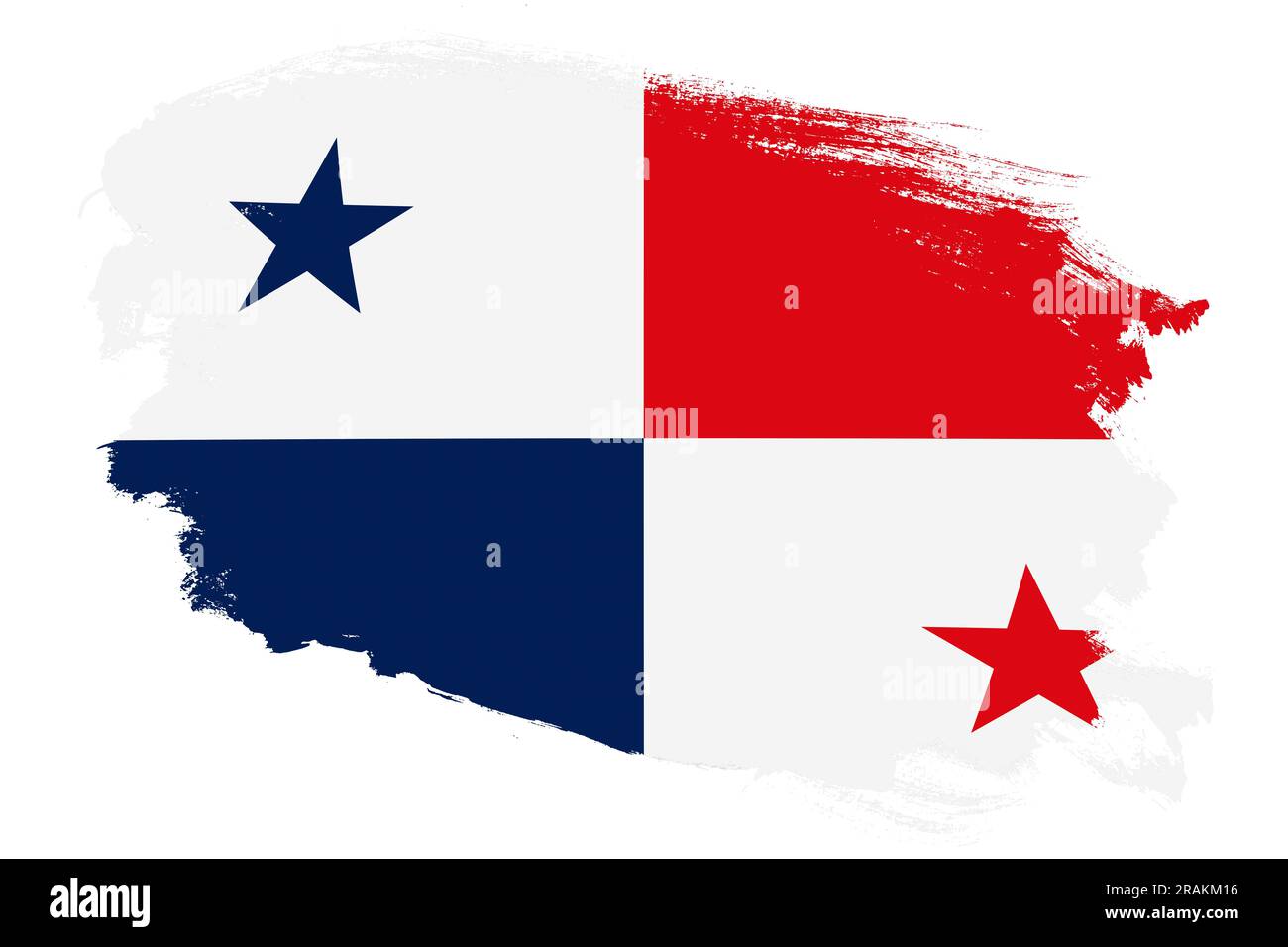 National flag of Panama on grunge stroke brush textured white background Stock Photo