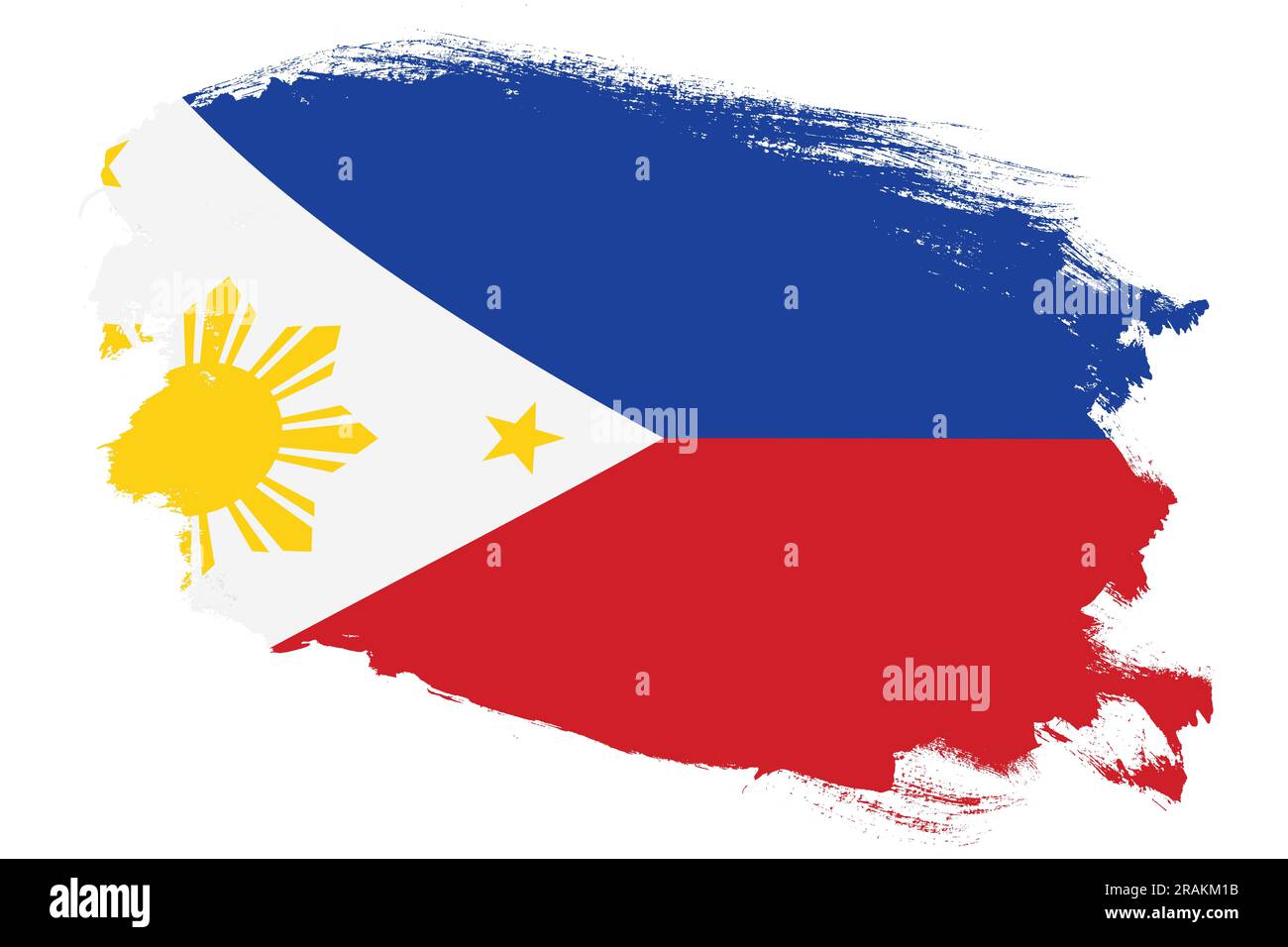 National flag of Philippines on grunge stroke brush textured white background Stock Photo