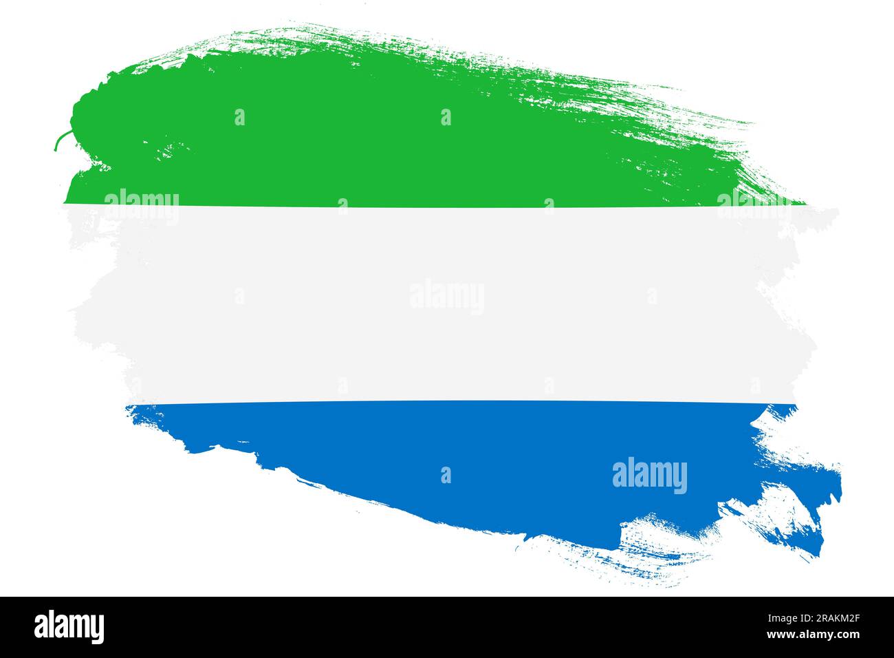 National flag of Sierra Leone on grunge stroke brush textured white background Stock Photo