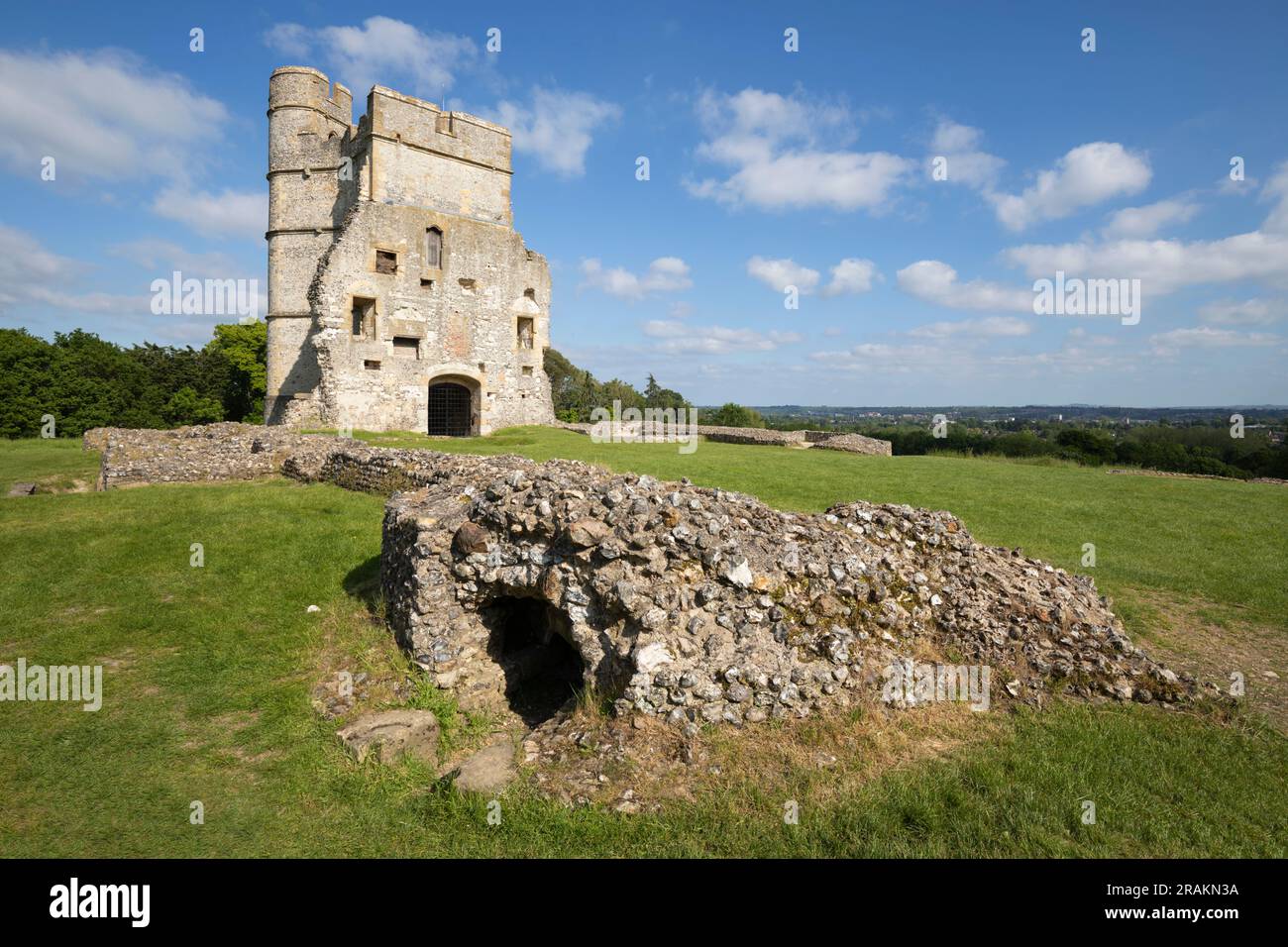 Ruins of Donnington Castle on sunny spring afternoon, Newbury, Berkshire, England, United Kingdom, Europe Stock Photo