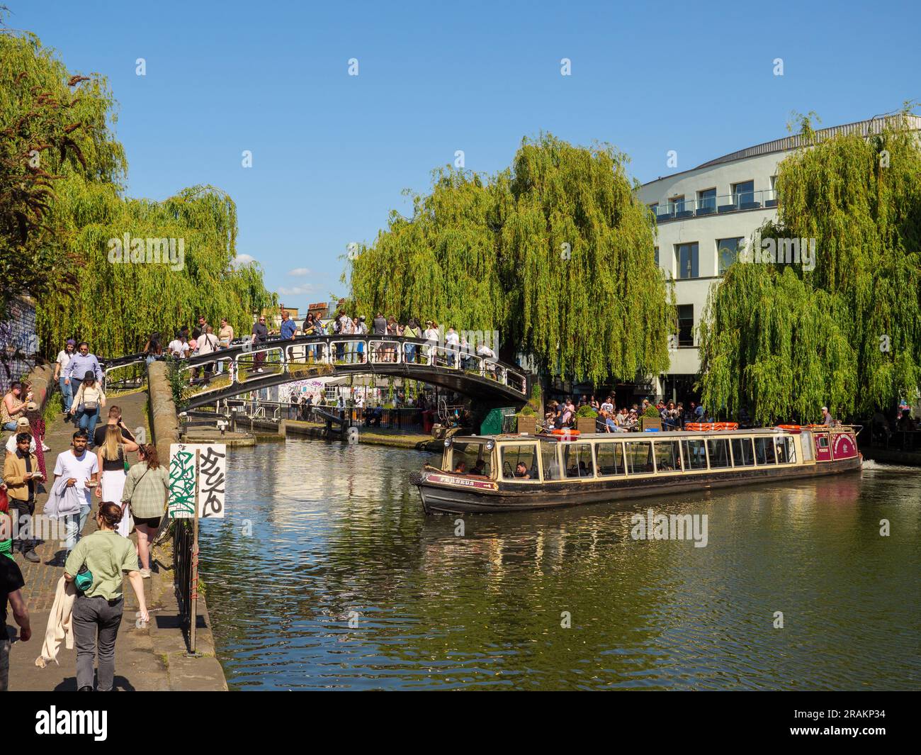 Grand Union Canal boat cruise at Camden Town, London, UK Stock Photo