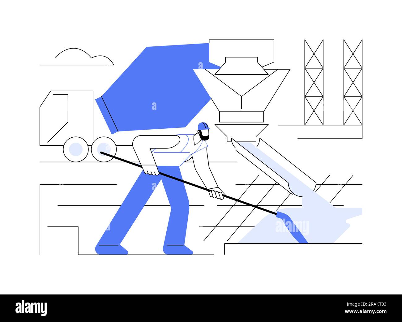 Pouring concrete abstract concept vector illustration Stock Vector