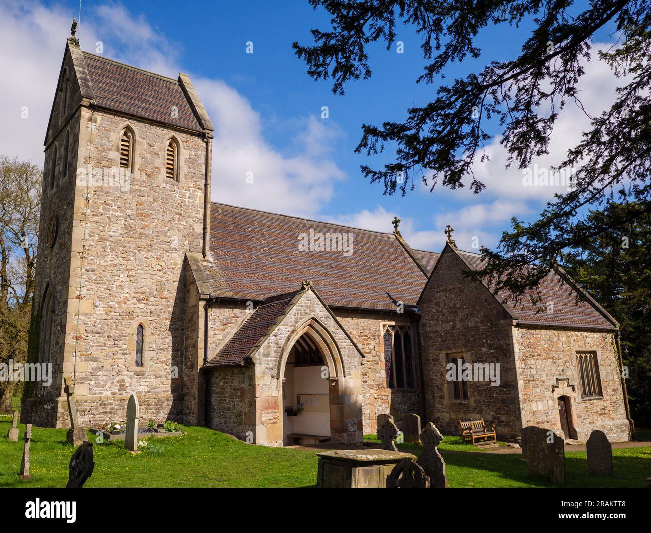 Holy Cross Church in Ilam Park, Peak District, England, UK Stock Photo