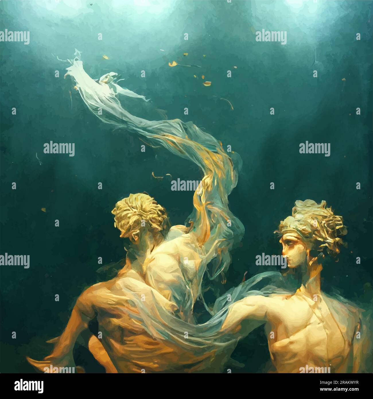 Vector of Hero and Leander underwater from Greek mythology Stock Vector Image & Art Alamy