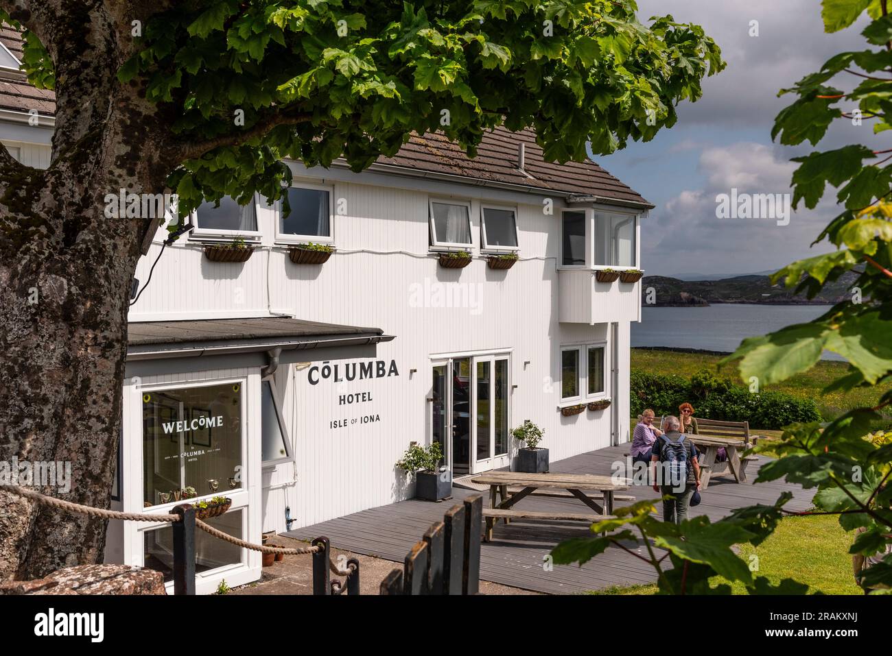 Isle of Iona, Scotland, UK. 6 June 2023. The Columba hotel along a