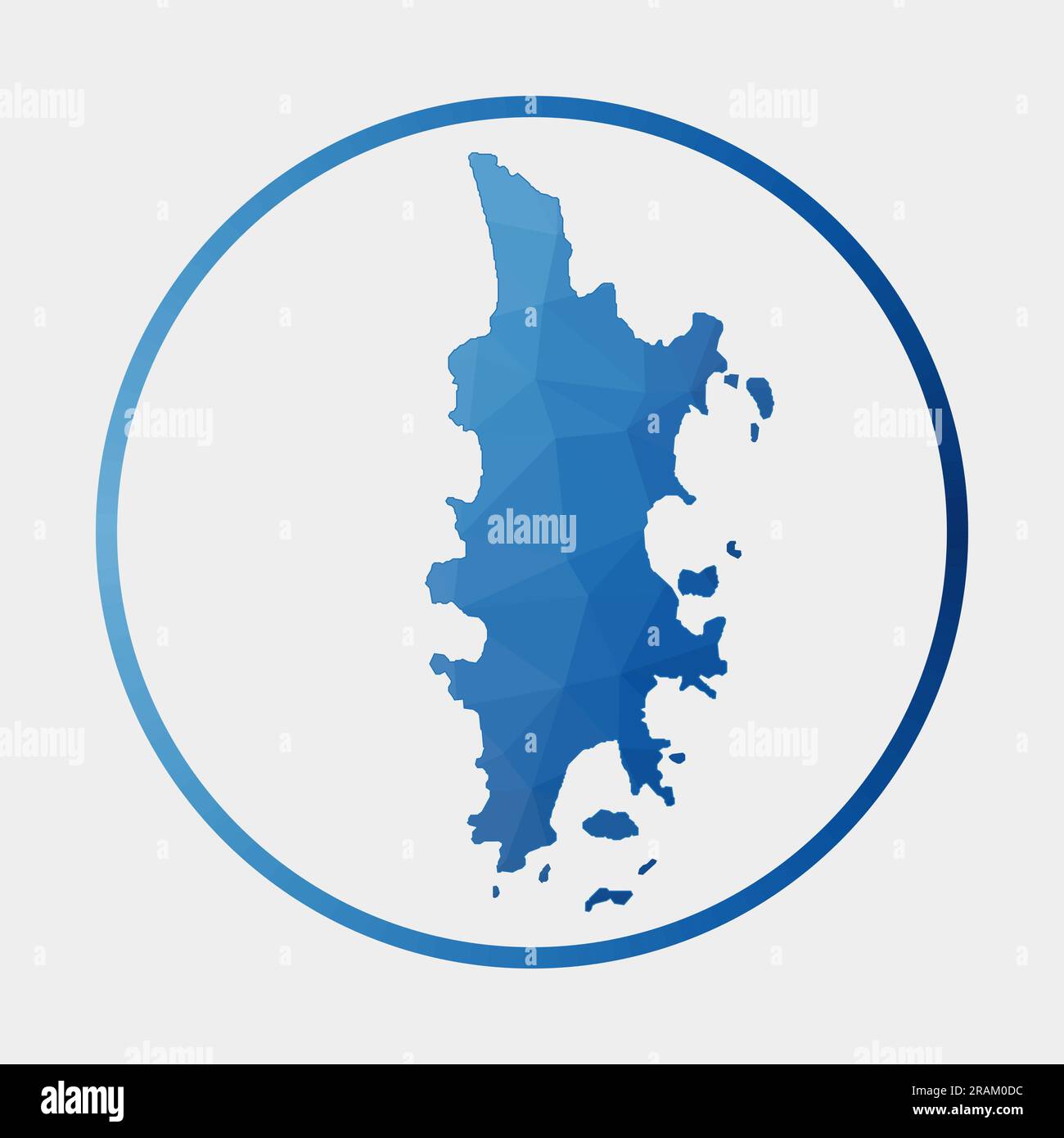 Phuket icon. Polygonal map of the island in gradient ring. Round low ...