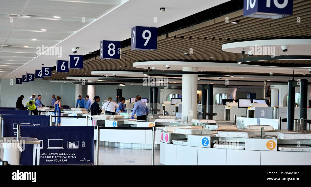 Bag security checkpoint at customs for airport departure Stock Photo