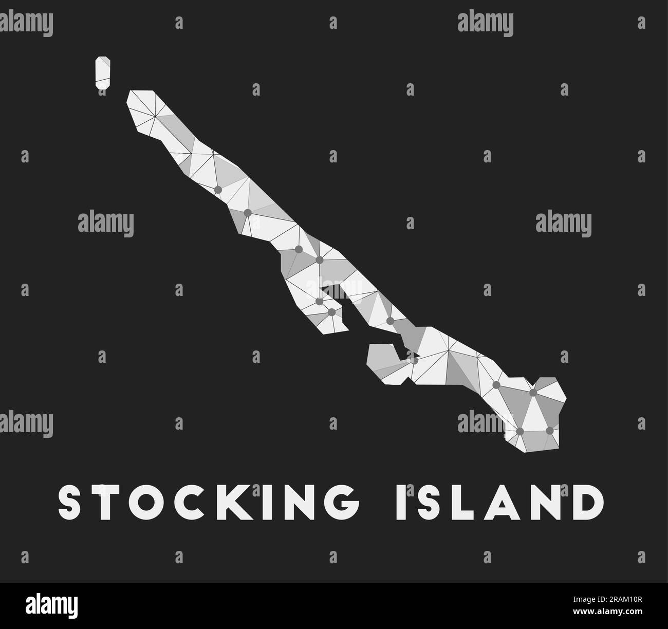 Stocking Island - communication network map. Stocking Island trendy geometric design on dark background. Technology, internet, network, telecommunicat Stock Vector