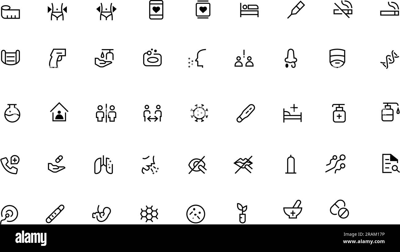 Medical Vector Icons Set. Flat Linear Design Medicine and Healthcare Line Icons, Signs and Symbols Elements for Mobile Concepts and Web Apps. Stock Vector