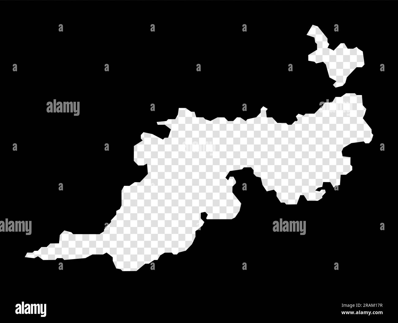 Stencil map of Guana Island. Simple and minimal transparent map of Guana Island. Black rectangle with cut shape of the area. Beautiful vector illustra Stock Vector