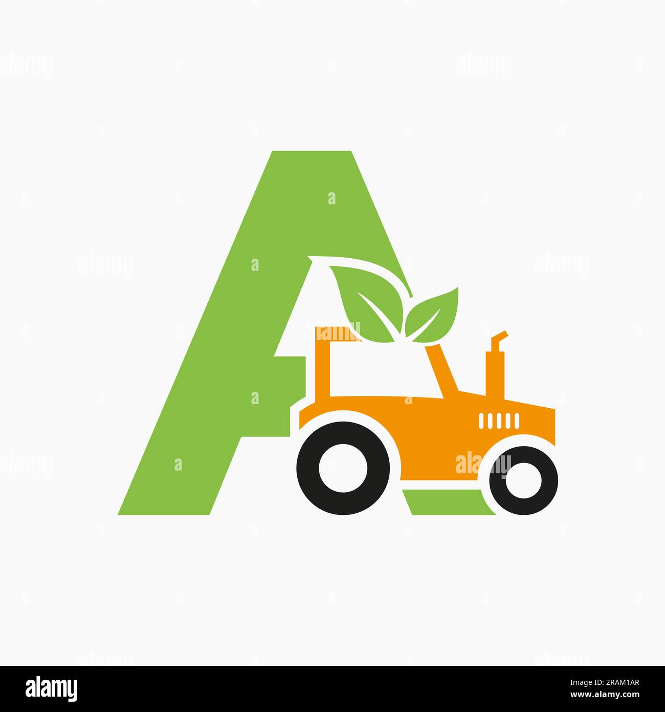 Letter A Agriculture Logo Concept With Tractor Icon Vector Template