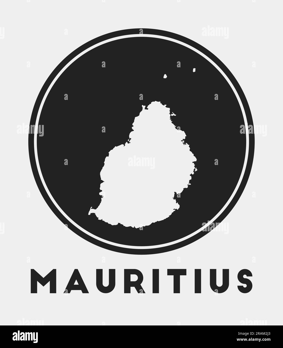 Mauritius icon. Round logo with island map and title. Stylish Mauritius ...