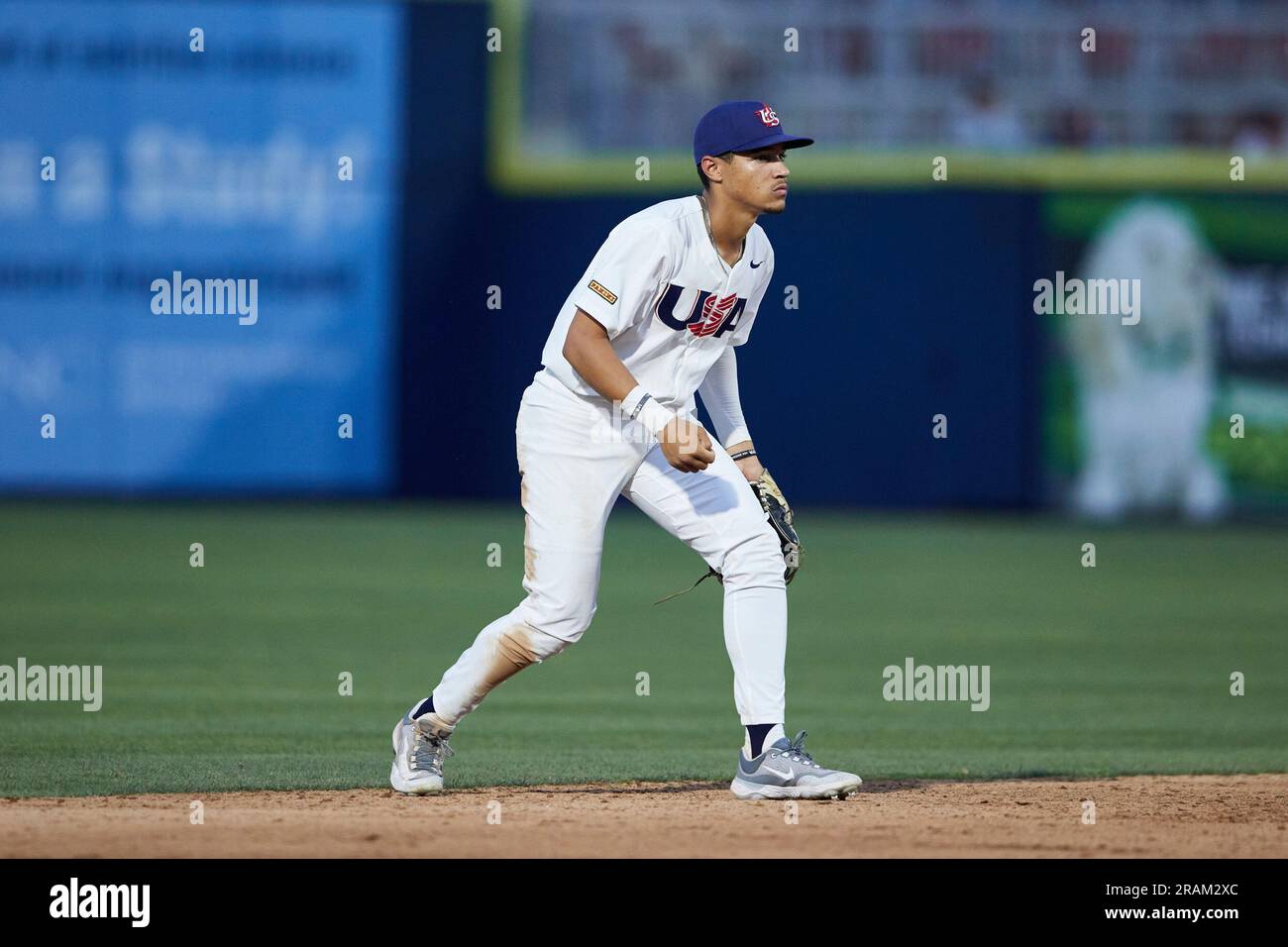 USA Baseball Collegiate National Team shortstop Seaver King (11) (Wake Forest) on defense during