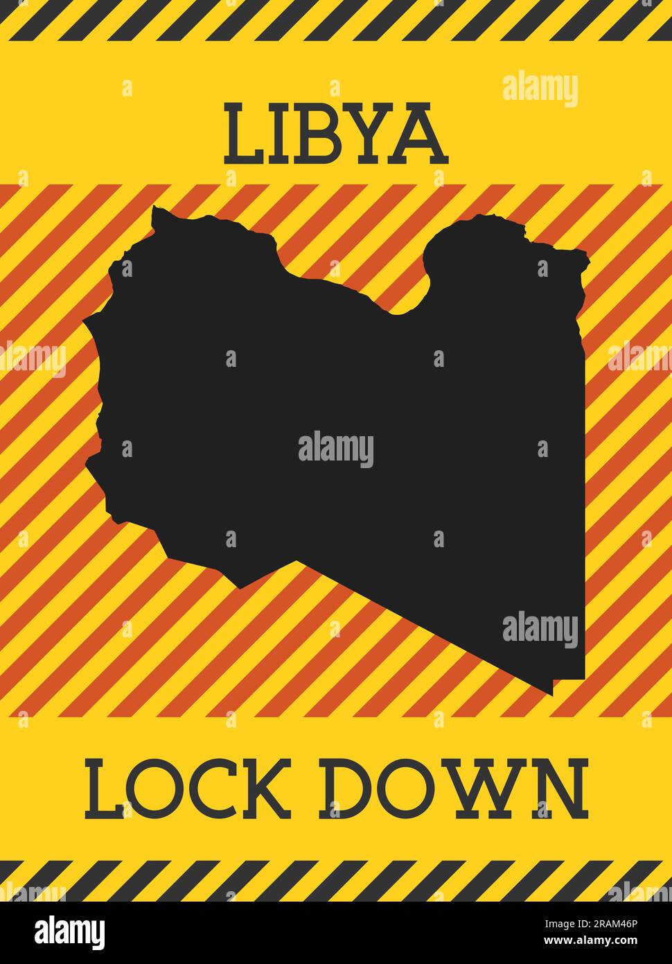 Libya Lockdown Sign. Yellow country pandemic danger icon. Vector ...