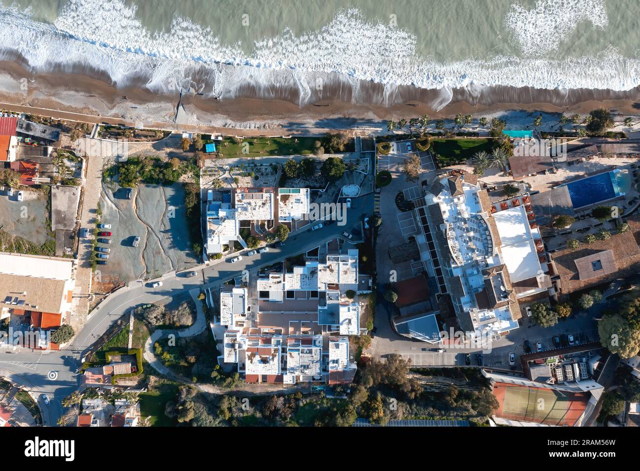 Aerial view of Pissouri resort village. Limassol District, Cyprus Stock Photo