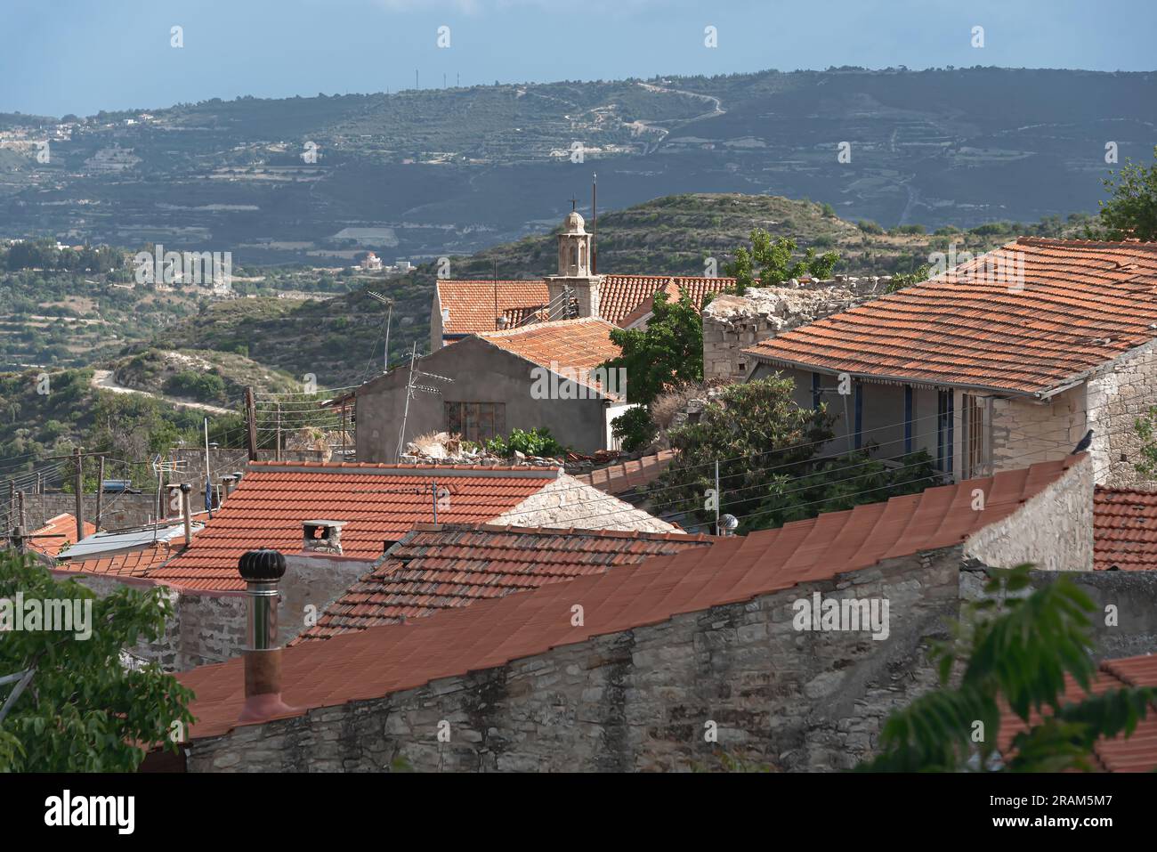 Rooftop view of Vouni village. Limassol District, Cyprus Stock Photo