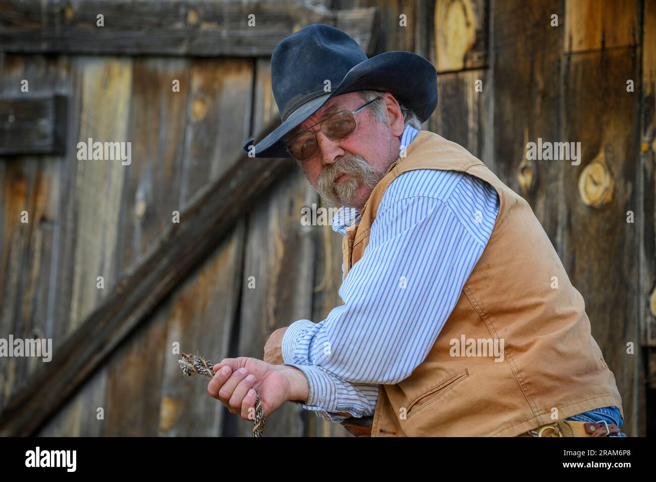 Robert Dennis, owner of Dennis Ranch in  Red Owl, South Dakota. Stock Photo