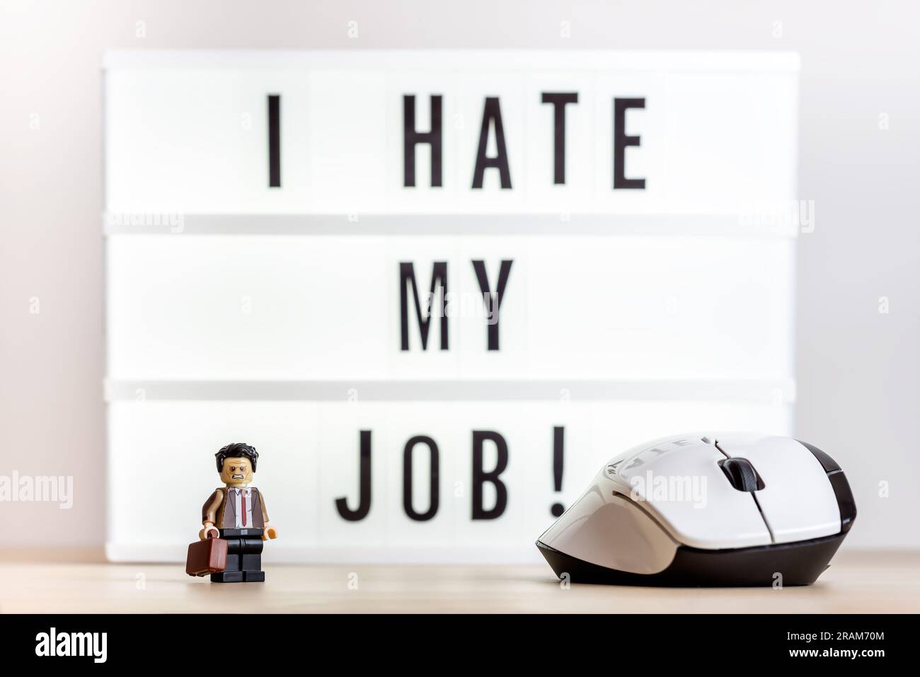 A guy that hate his job. Illustrative editorial. July 01, 2023 Stock Photo