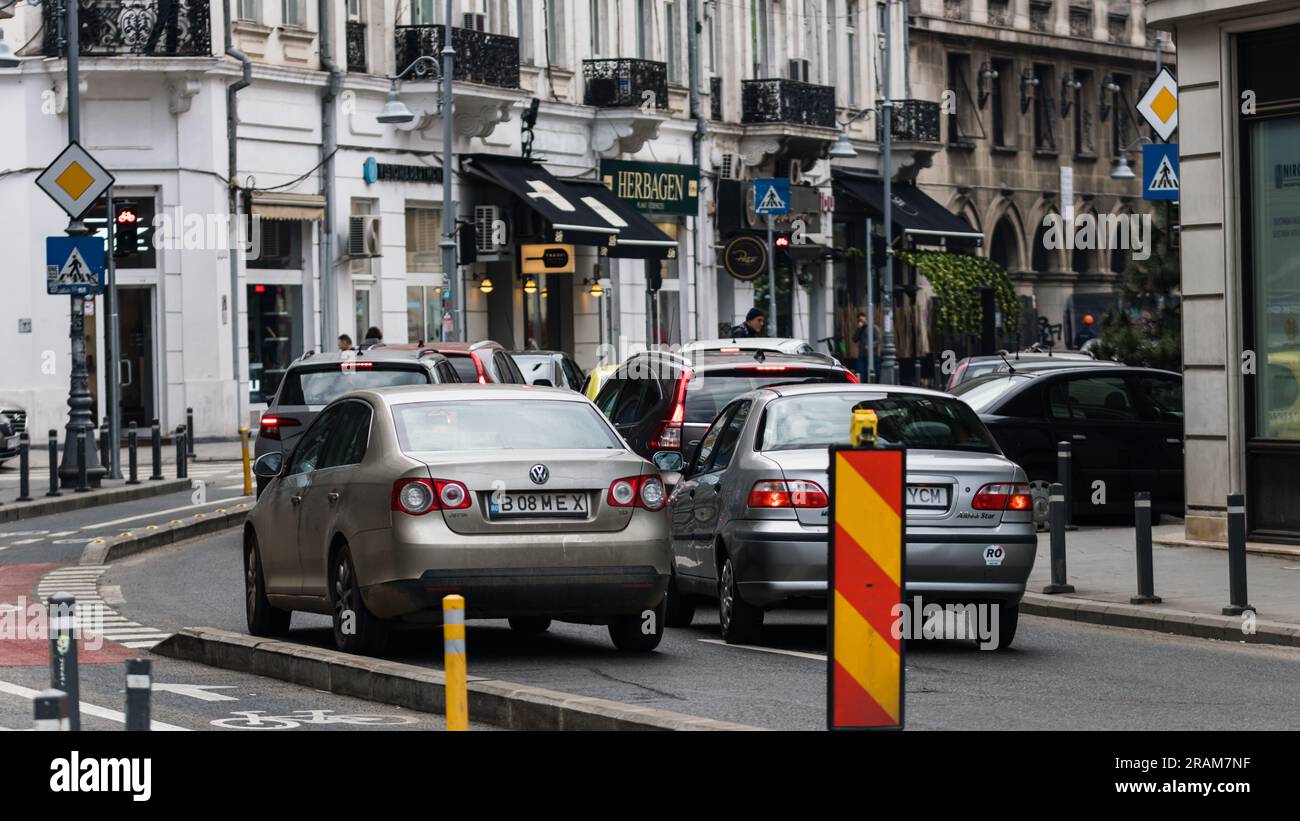 Bumper to Bumper Urban traffic congestion during peak hour in
