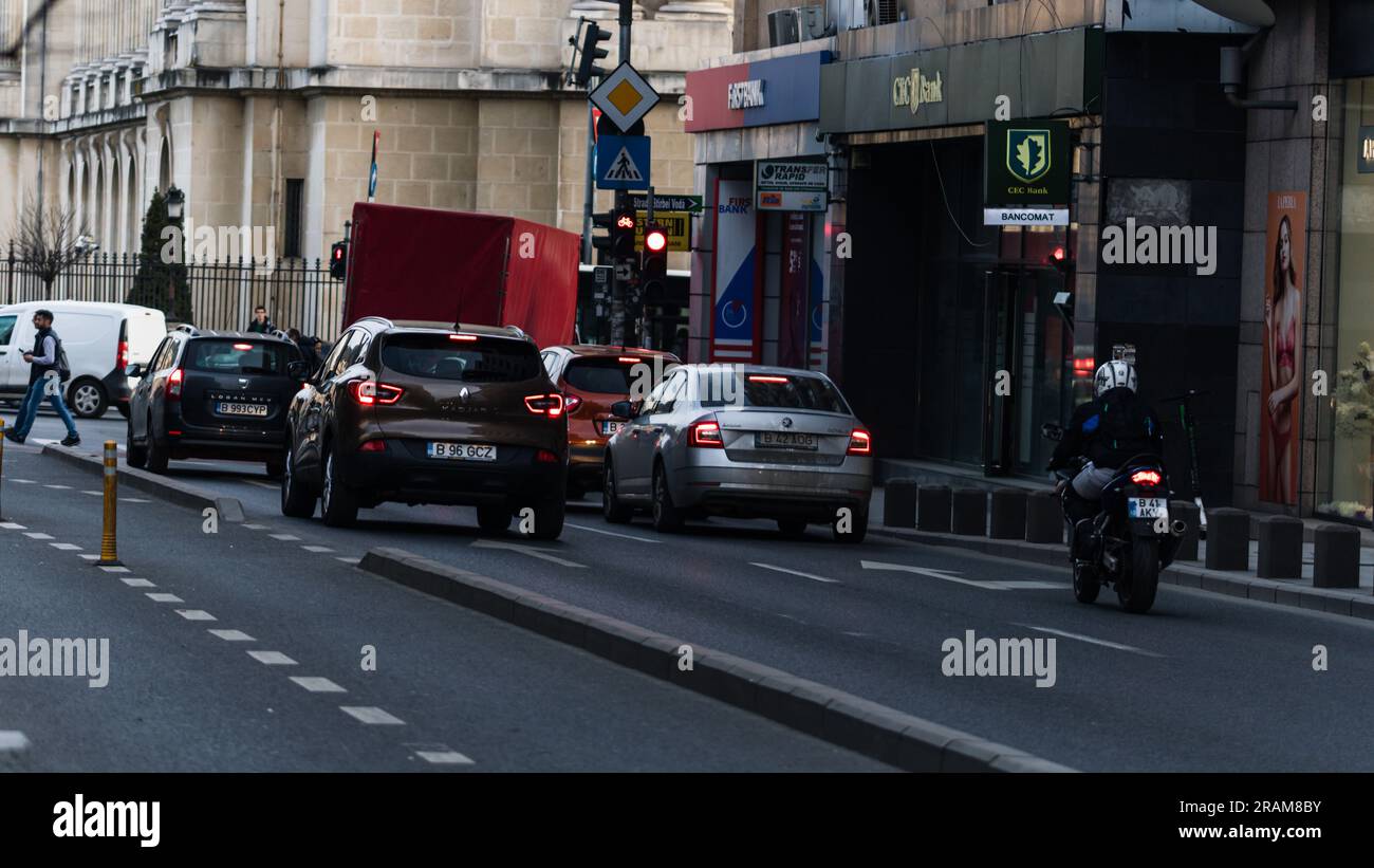 Bumper to Bumper Urban traffic congestion during peak hour in