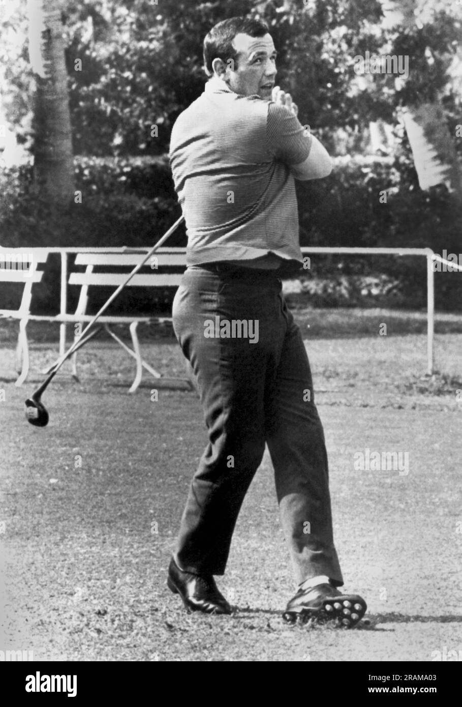 Palm Beach, Florida:  February 18, 1961 Former heavyweight champion Ingemar Johansson takes time off from training for his rematch with Floyd Patterson to play a round of golf. Stock Photo