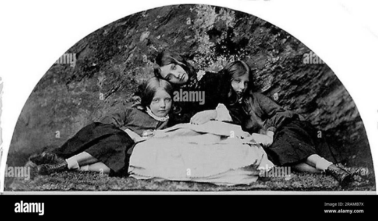 Mary and Charlotte Webster and Margaret Gatey 1857 by Lewis Carroll Stock Photo