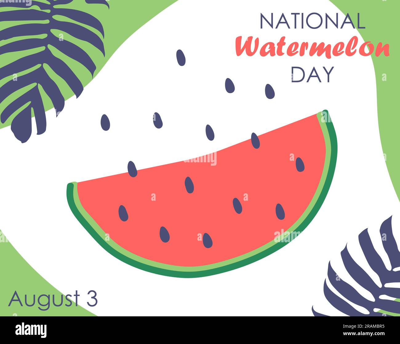 National Watermelon day card or background. Piece of watermelon. Vector ...