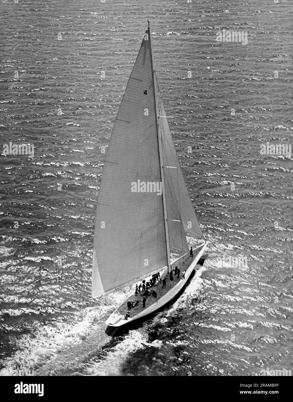 Marblehead, Massachusetts February, 1937. Harold Vanderbilt's "Rainbow