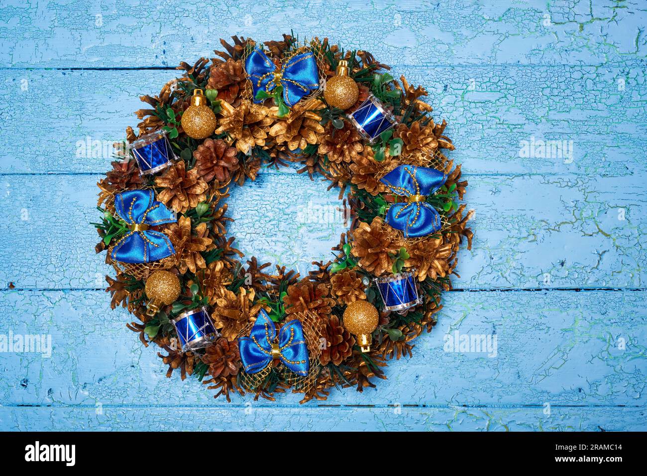 Christmas wreath top view Stock Photo