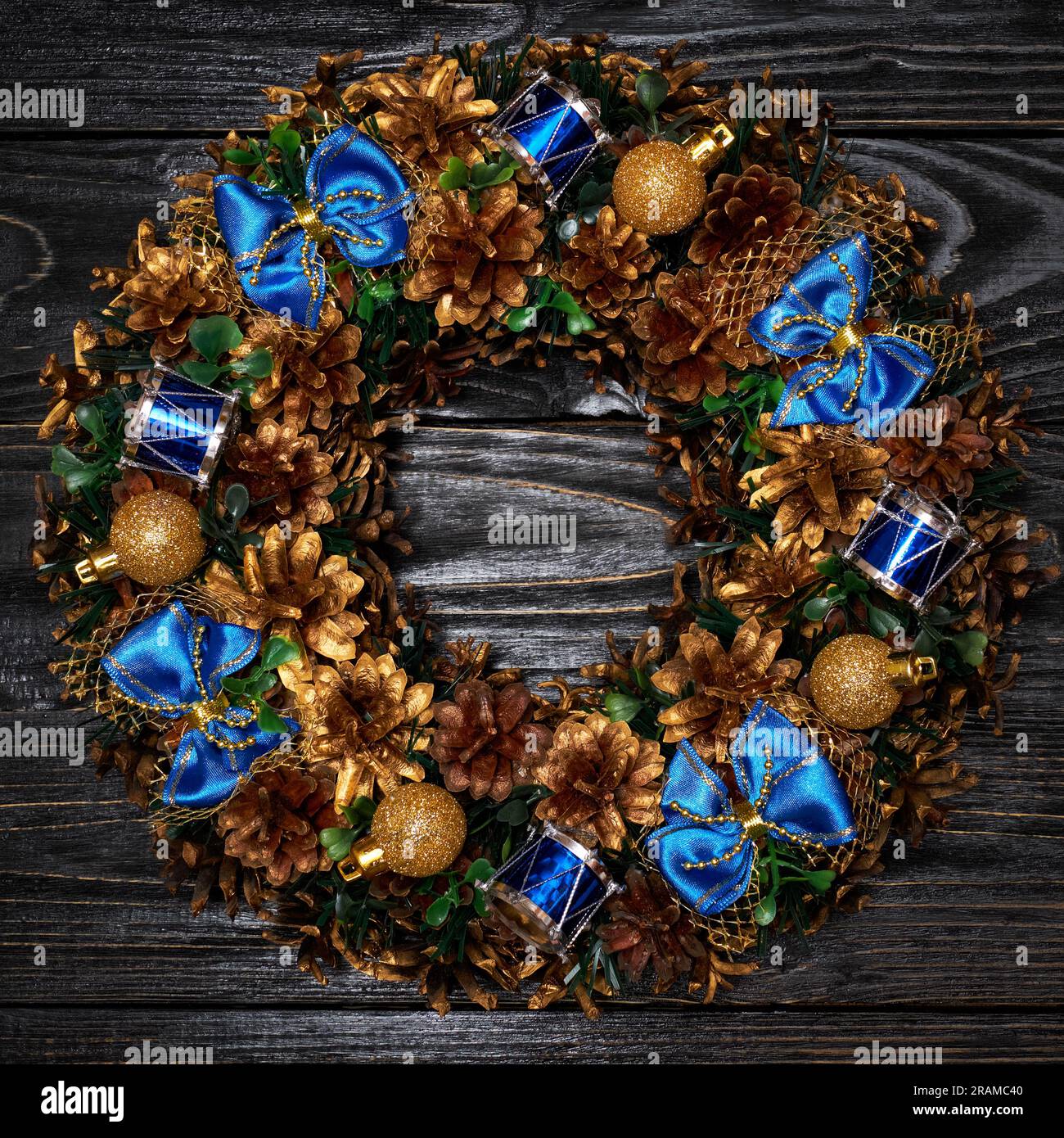 Christmas wreath top view Stock Photo