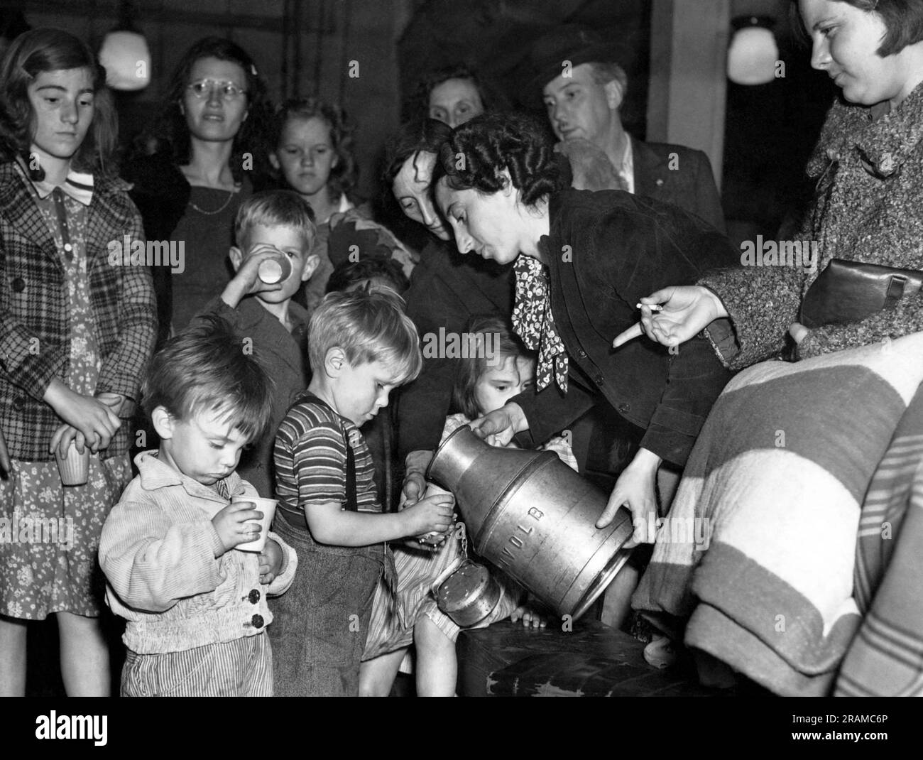 Los Angeles, California: February 28, 1940 Children get food and milk