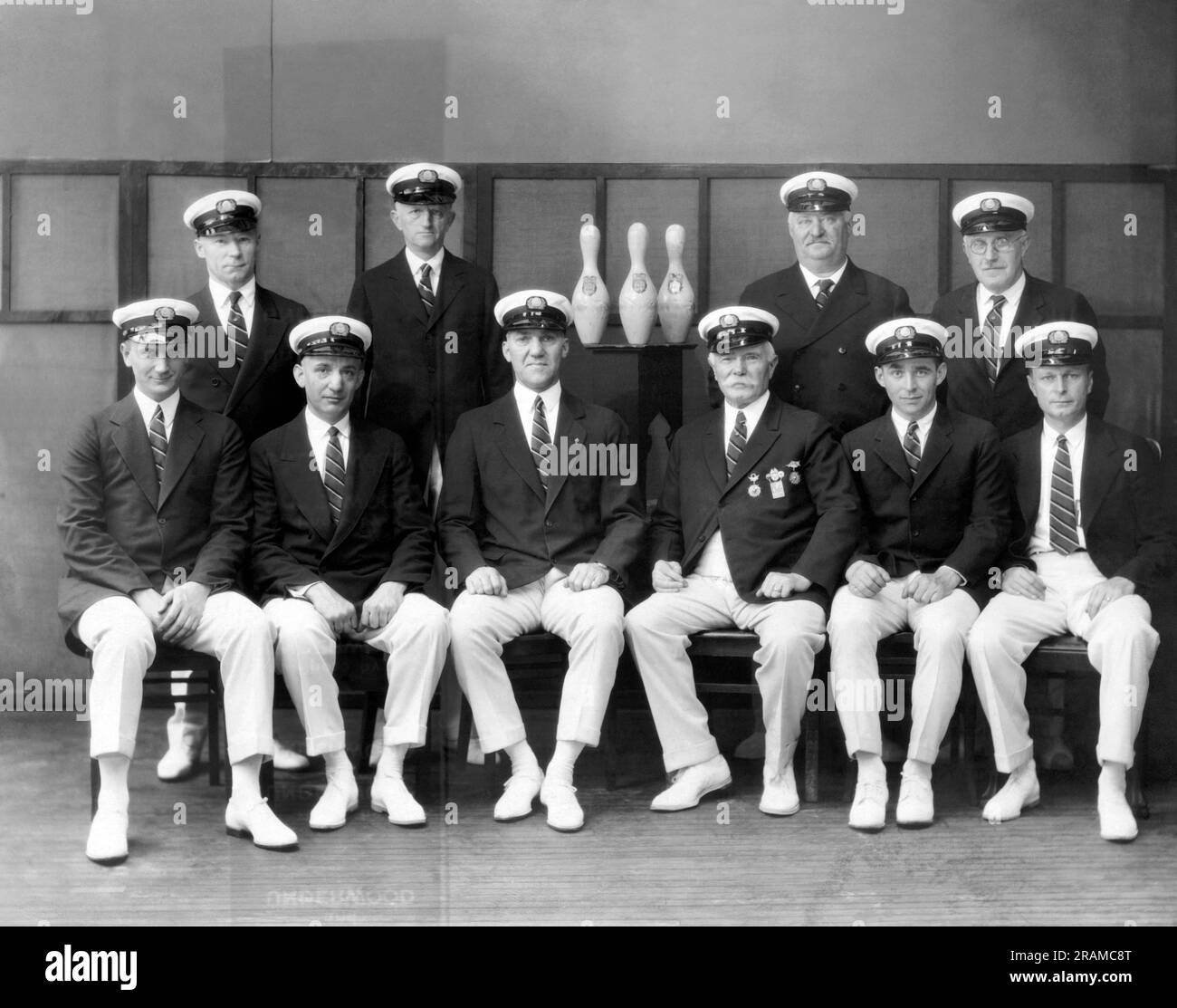 New York, New York:  May 19, 1926. These champion American bowlers will represent the United States in the international tournament of the United Bowling Clubs Perpetual Cup to be held in Stockholm, Sweden. Stock Photo