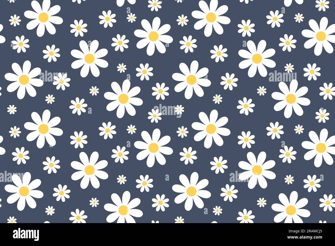 seamless summer floral pattern with daisies- vector illustration Stock Vector