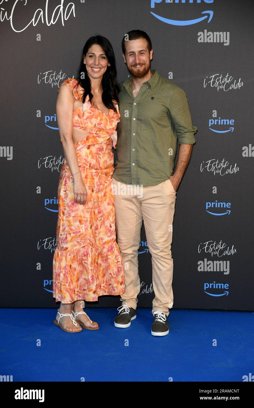 Milan, Italy. 04th July, 2023. Milan, presentation of the film 'The hottest summer' - Amazon Prime - Mattia Castrignano and guest Credit: Independent Photo Agency/Alamy Live News Stock Photo