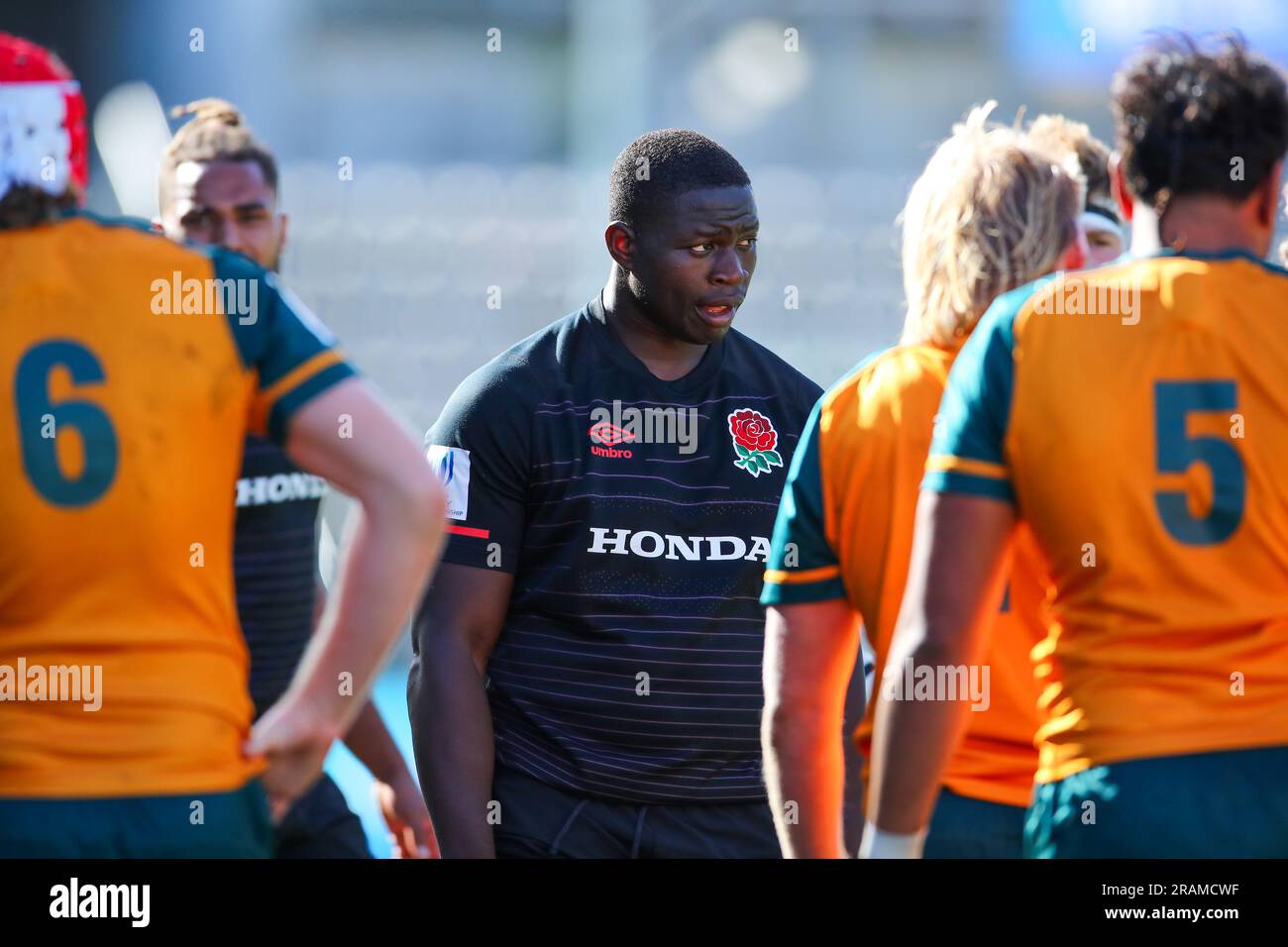 Cape Town, SOUTH AFRICA - Tuesday 04 July 2023, Asher Opoku-Fordjour of England during the World Rugby U20 Championship match between Australia and England at Athlone Stadium in Cape Town, South Africa. Stock Photo