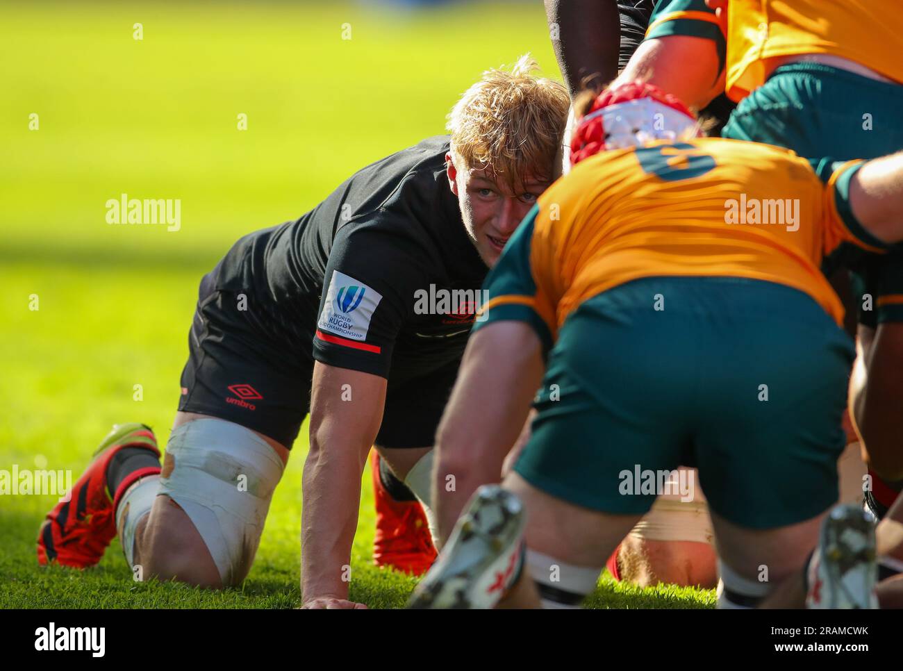 Cape Town, SOUTH AFRICA - Tuesday 04 July 2023, Nathan Michelow of England during the World Rugby U20 Championship match between Australia and England at Athlone Stadium in Cape Town, South Africa. Stock Photo