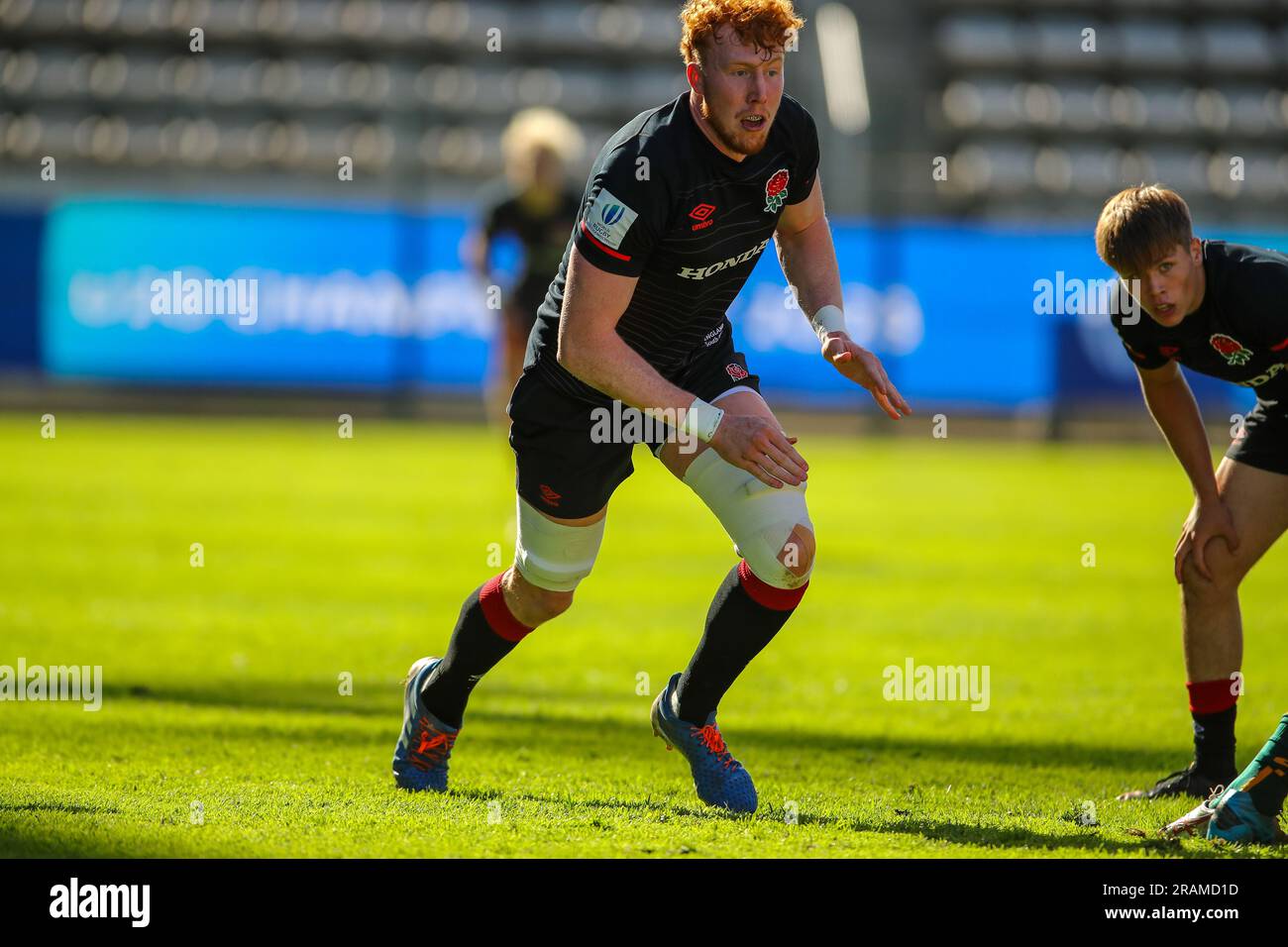 Cape Town, SOUTH AFRICA - Tuesday 04 July 2023, Lewis Chessum of England during the World Rugby U20 Championship match between Australia and England at Athlone Stadium in Cape Town, South Africa. Stock Photo