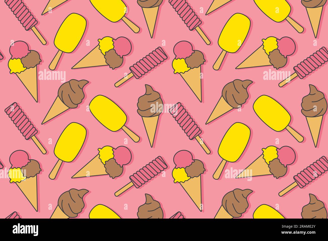 seamless summer pattern with various of ice cream - vector illustration Stock Vector