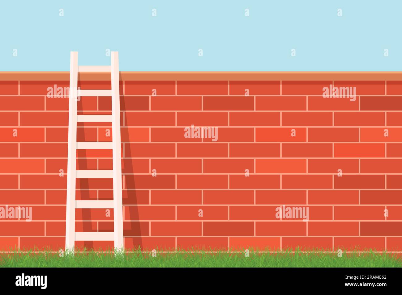 ladder against brick wall; concept of success, career,