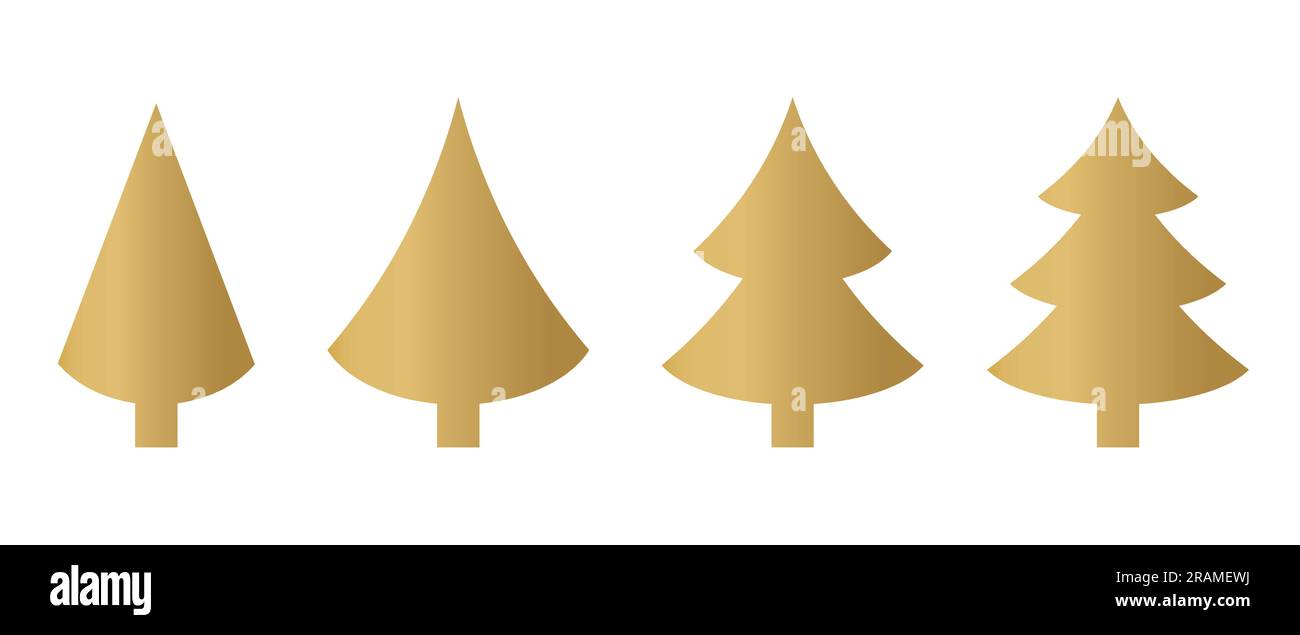 set of golden christmas trees- vector illustration Stock Vector Image ...