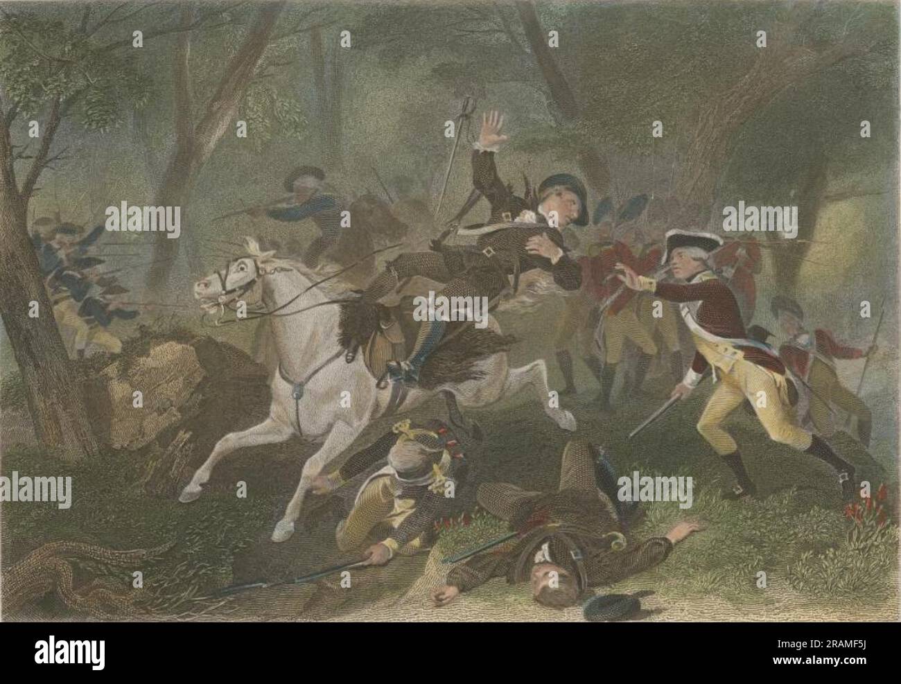 The Death of British Major Patrick Ferguson at the Battle of Kings Mountain During the American Revolutionary War, October 7, 1780 1863 by Alonzo Chappel Stock Photo